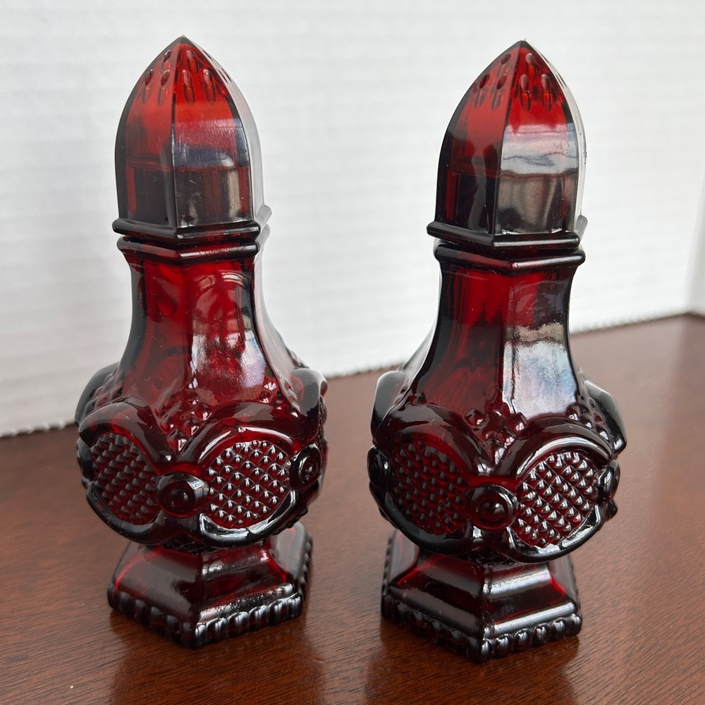Vintage Avon Cape Cod Ruby Red Glass Salt & Pepper